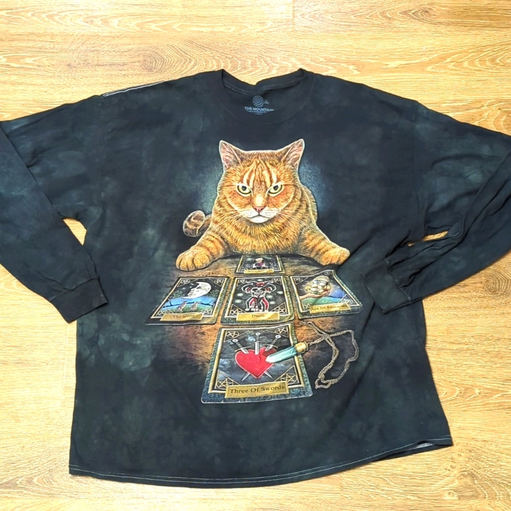 Cat Fortune Teller long sleeve shirt men's size 2XL black
